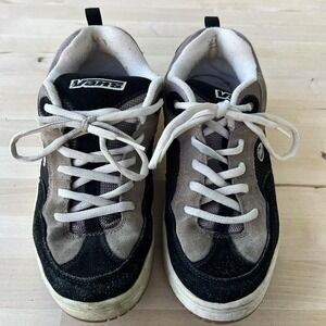 Vans Graph Shoes Womens Size 11 Black Gray Skate Leather Retro Sneakers Chunky